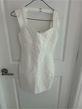 Fashion Nova Ivory Bodycon Mini Dress with Square Straps